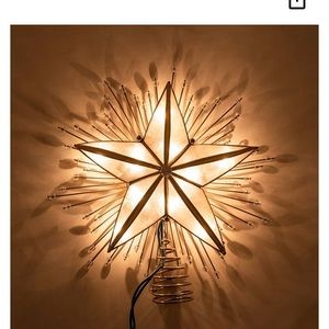 Kurt Adler 10" 5-Point Capiz Star Treetop with Rays and Beads